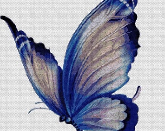 PDF cross stitch pattern. blue butterfly