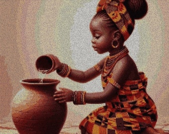 Modèle de point de croix PDF. Fille africaine