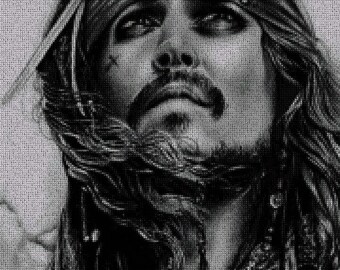 PDF cross stitch pattern. Captain Jack Sparrow