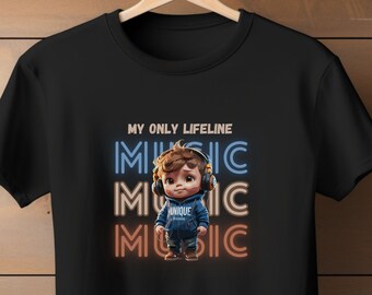 Tshirt Musik-Liebhaber-Lebenslinie T-Shirt Perfektes Geschenk Musik-Shirt niedlichen Jungen-T-Shirt Geschenk Freund Musik Freundin vorhanden