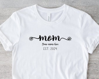 Personalisierte neue Mama 2024 Tshirt mit Kindernamen für Mutter, Oma, Tante, Schwester