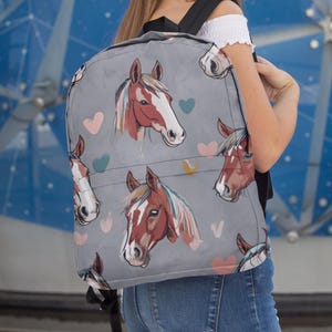 Pferdemuster Rucksack für Schule Zurück zu Schulmädchen Tasche für Teen Travel Daypack für Studenten Laptoptasche für Lagerung Herz Design Rucksack