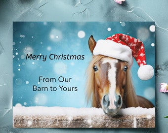 Horse Christmas Cards 5 Pack Blank Holiday Notecards Set Equestrian Stationery Festive Greeting Cards