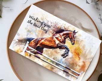 Boho Horse Birthday Card Set of 5 Watercolor Horse Greeting Cards  Blank Equestrian Note Cards + Envelopes Horse Lover Birthday Gift