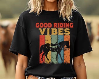 Horse Riding Vibes Tee Shirt, Equestrian T-Shirt, Horse Lover Gift, Short Sleeve Shirt, Western Riding Apparel