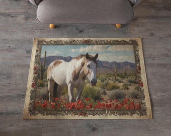 Paint Horse Area Rug  Brown & White Equestrian Carpet for Living Room Office Décor Unique Gift for Horse Enthusiasts  Equestrian Home Décor