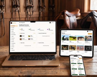 Horse Barn Management Software Equine Planner Digital Download Horse Care Tracker Stable Manager App Horse Owner Gift Lifetime Access
