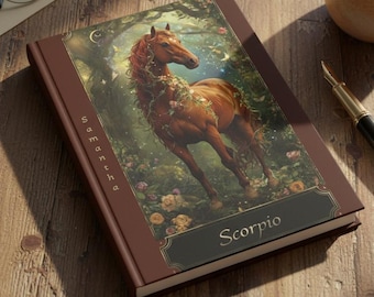Personalized Equestrian Zodiac Journal Horse Astrology Hardcover Notebook Gift for Horse Girl