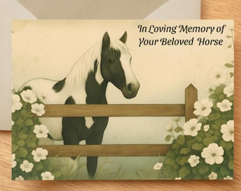 Horse Sympathy Card Equine Memorial Greeting Card, Loss of Horse Tribute, Pet Condolence Note, Comfort Card for Horse Lovers Vet Office Note