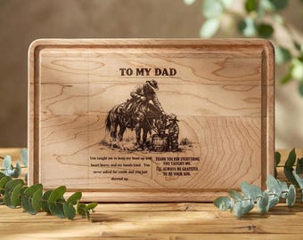 Maple Cutting Board Father Gift Horse Design Western Kitchen Cowboy Decor Rustic Cooking Wood Accessory Small Maple Laser Etched Sentimental