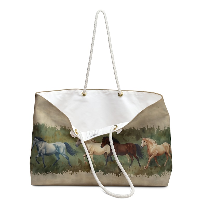 Pferde Tragetasche mit galoppierenden Pferden, Segeltuchtasche Schultertasche Pferdeliebhaber Boho stabiler Ausrüstungsträger, Geschenk für Pferdeshow Bild 4