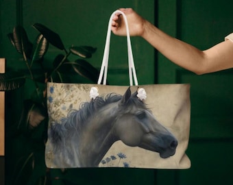 Customizable Horse Tote Bag - Personalized Canvas Tote with Elegant Horse Design, Eco-Friendly Reusable Shopping Bag for Horse Lovers