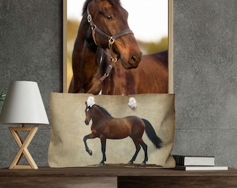 Horse Tote Bag Brown Horse Print Durable Daily Carry Bag Perfect Gift for Equine Lovers Practical & Stylish Accessories