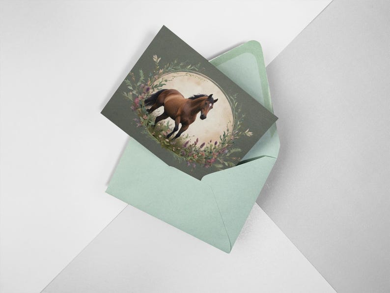 Horse Greeting Card Equestrian Thank You Note Birthday Set Stationery ...