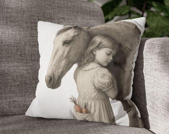 Equestrian Pillowcase Western Horse Decor - Rustic Farmhouse Cushion