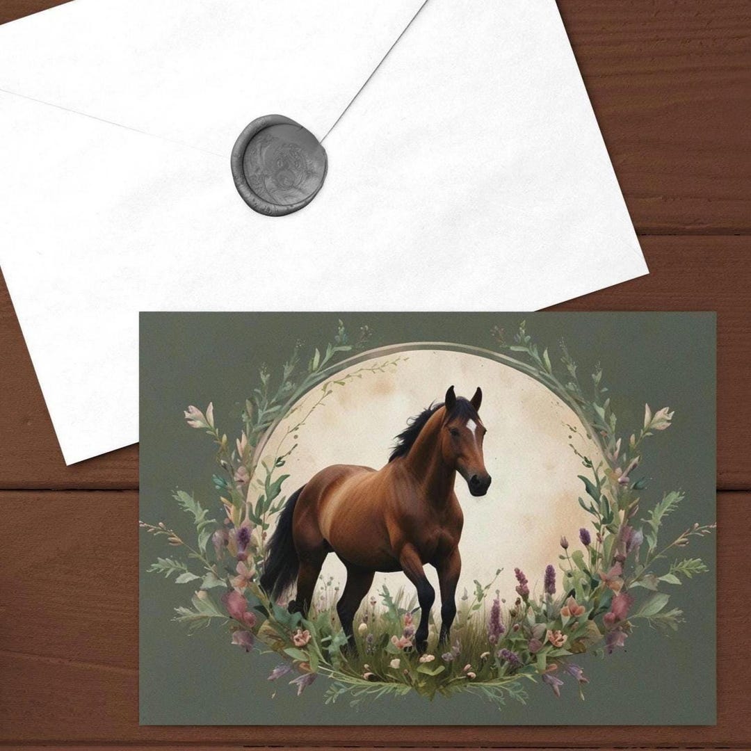 Horse Greeting Card Equestrian Thank You Note Birthday Set Stationery ...