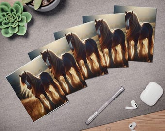 Equestrian Bliss 5 Clydesdale Horse Blank Greeting Cards Perfect Gift Idea