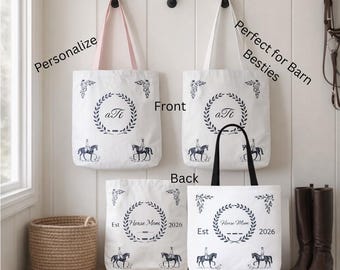 Horse Mom Tote Bag Canvas Personalized New Equine Owner Style