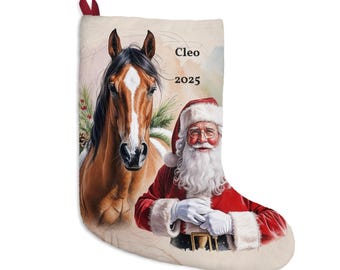 Horse Santa Christmas Stocking Personalized Xmas Holiday Decor
