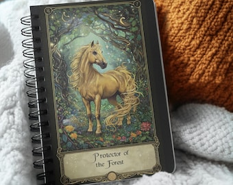 Mystical Horse Spiral Notebook - Protector of the Forest, Nature Journal, Fantasy Art Notebook, Gift for Horse Lovers, Writing Diary