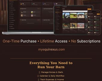 Horse Barn Management Software, Equine Planner Digital Download, Horse Care Tracker, Stable Manager App, Horse Owner Gift, Lifetime Access