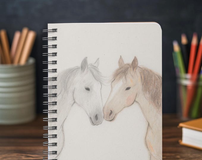 Featured listing image: Whimsical Horse Illustration Notebook - Perfect Gift for Horse Lovers, Journals, Back to School, Diaries, Animal Lovers