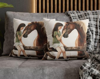 Equestrian Themed Decorative Pillowcase, Western Home Decor, Cowgirl Gift, Horse Lover's Accent, Rustic Farmhouse Cushion