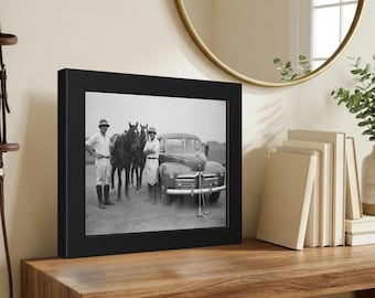 Vintage Equestrian Framed Print Black White Photography Art Horse Polo Player Photograph Wall Equine Historical Gentleman Sport Retro Decor