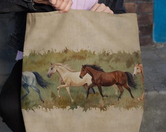 Horse Lover Gift  Horse Design Tote Large Bag Equestrian Shopping and Shoulder Bag Perfect Horseback Riding Accessory