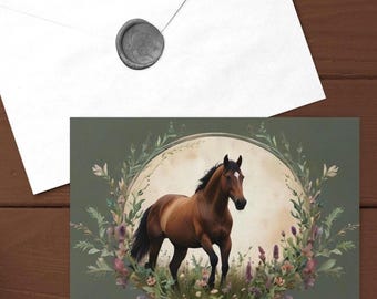 Horse Greeting Card Equestrian Thank You Note Birthday Set Premium Stationery Illustration Artwork Design Handmade Equine Enthusiast Gift