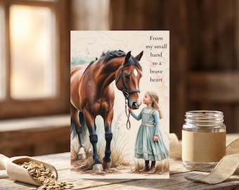 Mother Day Card Country Style Rustic Design Girl Horse Barn Background Horseshoe Rope Western Theme Equestrian Greeting Gift Idea Mom