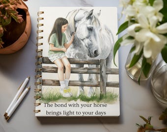 Horse Journal Notebook Writing Diary Page Planner Gift for Girls Riding Lesson Record Book for Equestrian Daily Log Horse Lovers Notebook