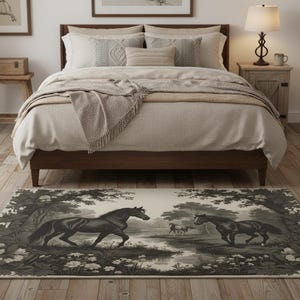 Black & White Horse Rug Equestrian Home Decor Gift