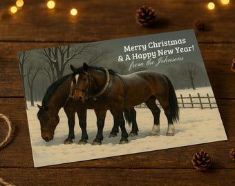 Personalized Draft Horse Greeting Cards Holiday Christmas Greeting Stationery for Friends & Family Packs of 10, 30.50