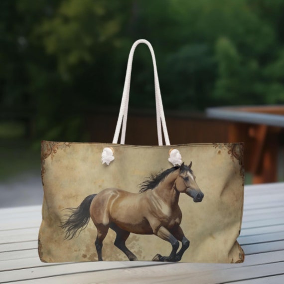 Equestrian Horse Tote Bag: Durable Polyester Canvas Barn/Show Carryall