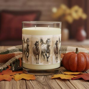 Horse Decor Soy Candle Equestrian Gift 3 Scents Aromatherapy Home Fragrance Vibrant Glass Art