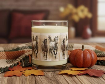Soy Candle Horse Decor Equestrian Gift Glass Jar Candle Aromatherapy Candle Horse Lover Candle Home   Fragrance Equine Decor