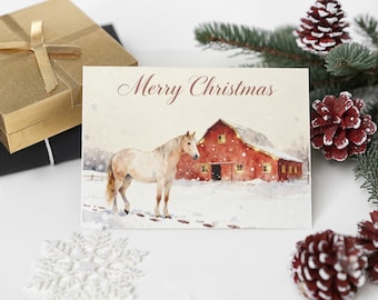 Greeting Cards, Horse Christmas Holiday Card Set Individual or Set Stationery Christmas Cards Pack Equestrian Xmas Cards