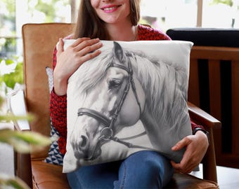 Equestrian Square Pillowcase, Horse Quote Pillow cover, Faux Suede Pillow, Equestrian Decor, Animal Lover Gift, Home Accessory