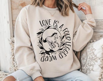 Horse Sweatshirt Top Graphic Equine Design Farm Wear Comfortable Clothing Ranch Style Animal Lover Equestrian Gift Barn Wear Riding