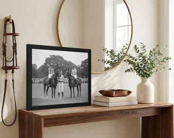 Vintage Equestrian Polo Players Print Black White Photography Art Framed Player Photograph Wall Historical Gentleman Sport Retro Decor