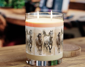 Soy Candle Horse Decor Equestrian Gift Glass Jar Candle Aromatherapy Candle Horse Lover Candle Home   Fragrance Equine Decor