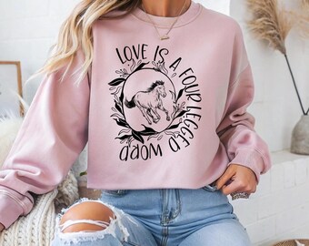 Horse Sweatshirt Top Graphic Equine Design Farm Wear Comfortable Clothing Ranch Style Animal Lover Equestrian Gift Barn Wear Riding