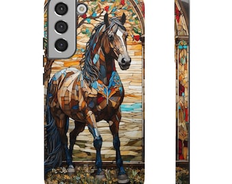 Stained Glass Horse Phone Case, Tough Cases for Horse Lovers, Animal Lover Gifts, Unique Phone Accessories, Artistic Phone Covers