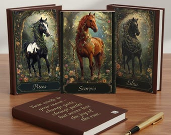 Astrology Horse Hardcover Journal Matte Customizable Equestrian Zodiac Diary Horse Lover Gift Personalized Equine Noteboo Astrological