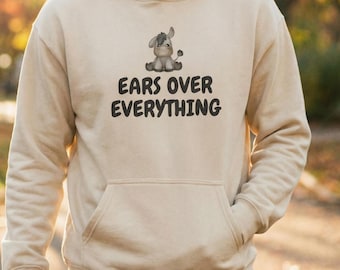 Donkey Hoodie Ears Over Everything Sweatshirt for Animal Lovers Hooded Pullover Cozy Winter Wear Gift for Horse Lover