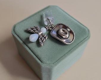 Charm Silver Western Hat & Angel Kindle lightning USB-C Dust Plug Decoration Perfect Stocking Stuffer