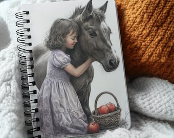 Horse Notebook, Equestrian Journal, Equine Stationery, Horse Lover Gift, Animal Theme Diary, Ruled Line Spiral Notepad