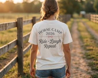 Horse Camp Memory Shirt Perfect Autograph Tee Riding Souvenir Youth Equestrian Apparel Summer Program Keepsake Cotton Signature Collection