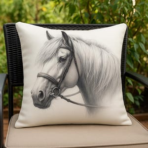 Equestrian Horse Pillow Cover Faux Suede Farmhouse Throw Pillow